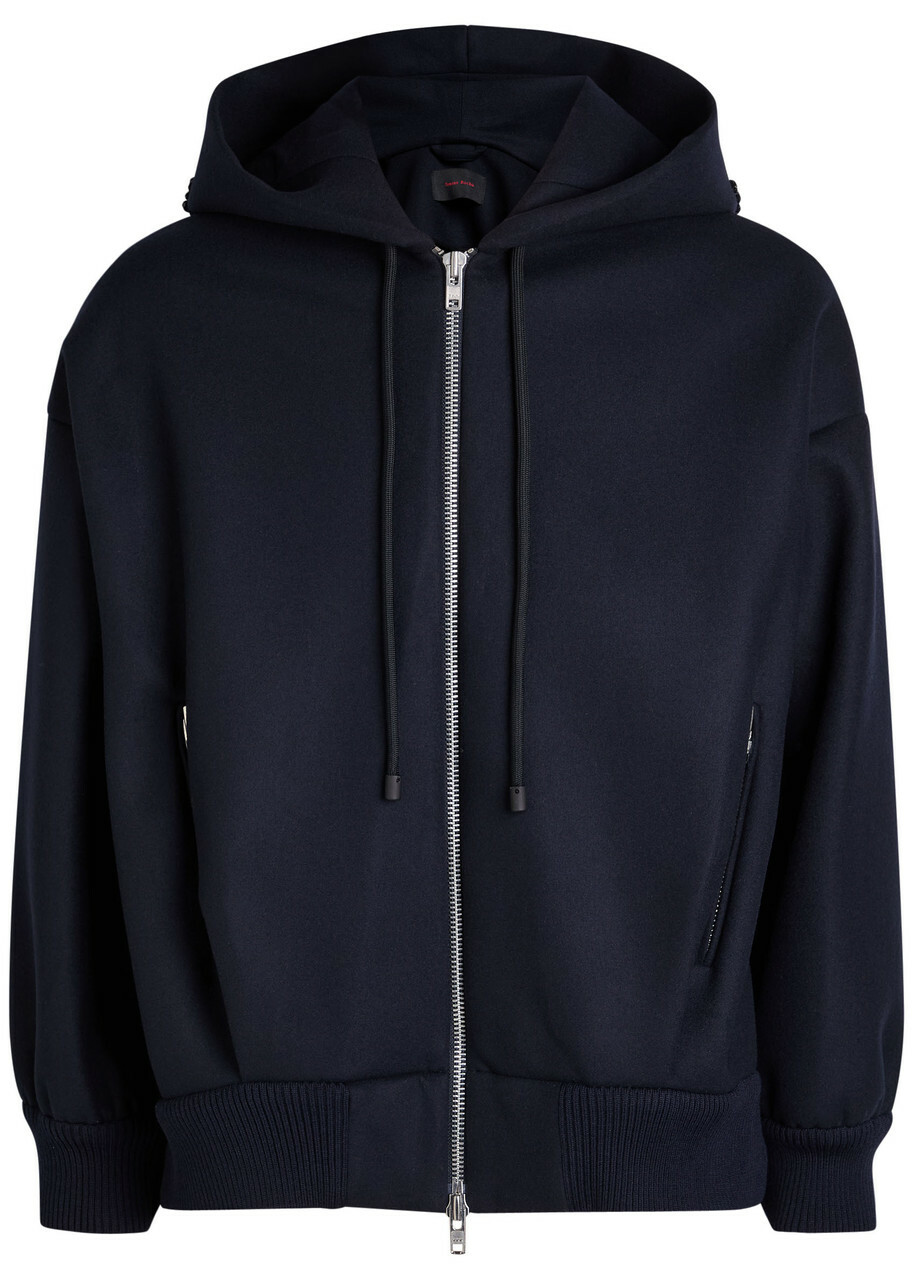 Simone Rocha Hooded Wool-blend Bomber Jacket Navy