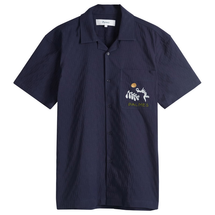 Photo: Palmes Men's Garden Short Sleeve Shirt in Dark Blue