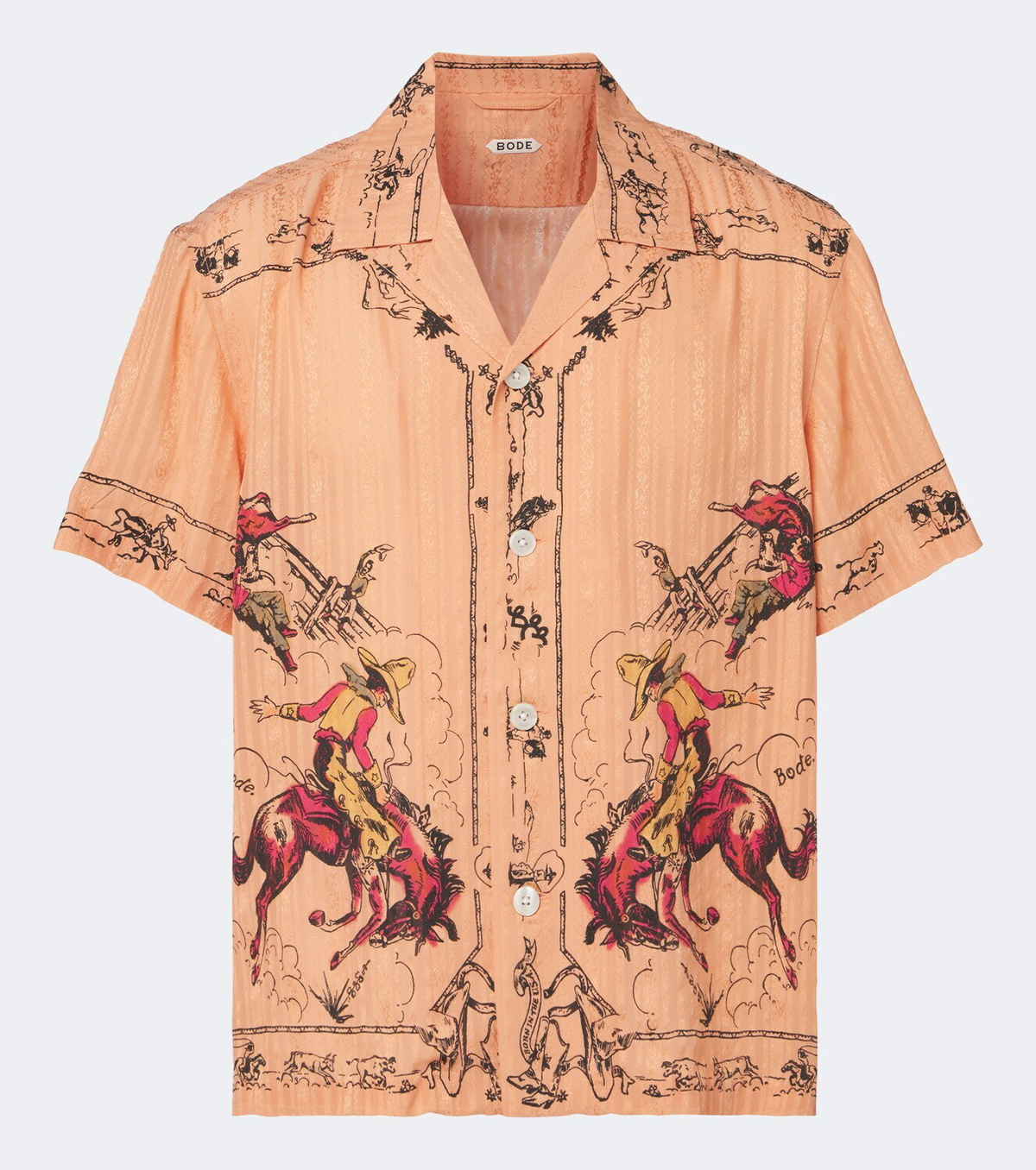 Bode Bronco printed silk baseball shirt