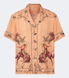 Bode Bronco printed silk baseball shirt