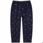 Beams Plus Men's 2 Pleat Embroidered Trousers in Navy