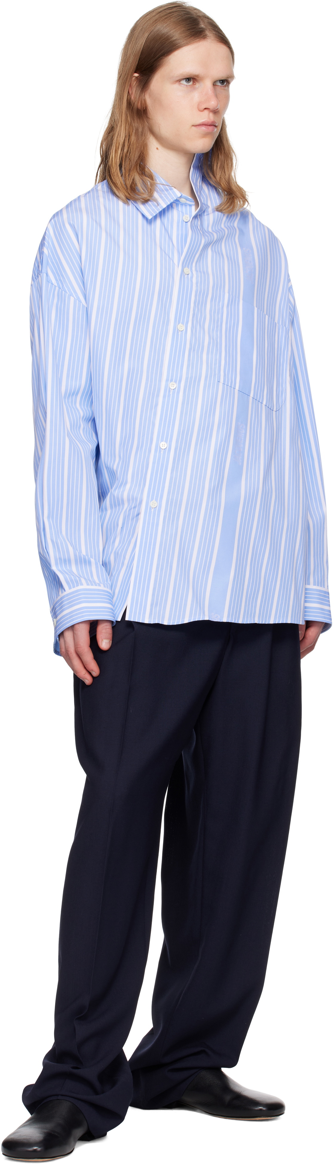 JACQUEMUS White & Blue La Croisière 'The Cuadro' Shirt