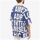 Dries Van Noten Men's Hein Printed Text T-Shirt in Ink Blue