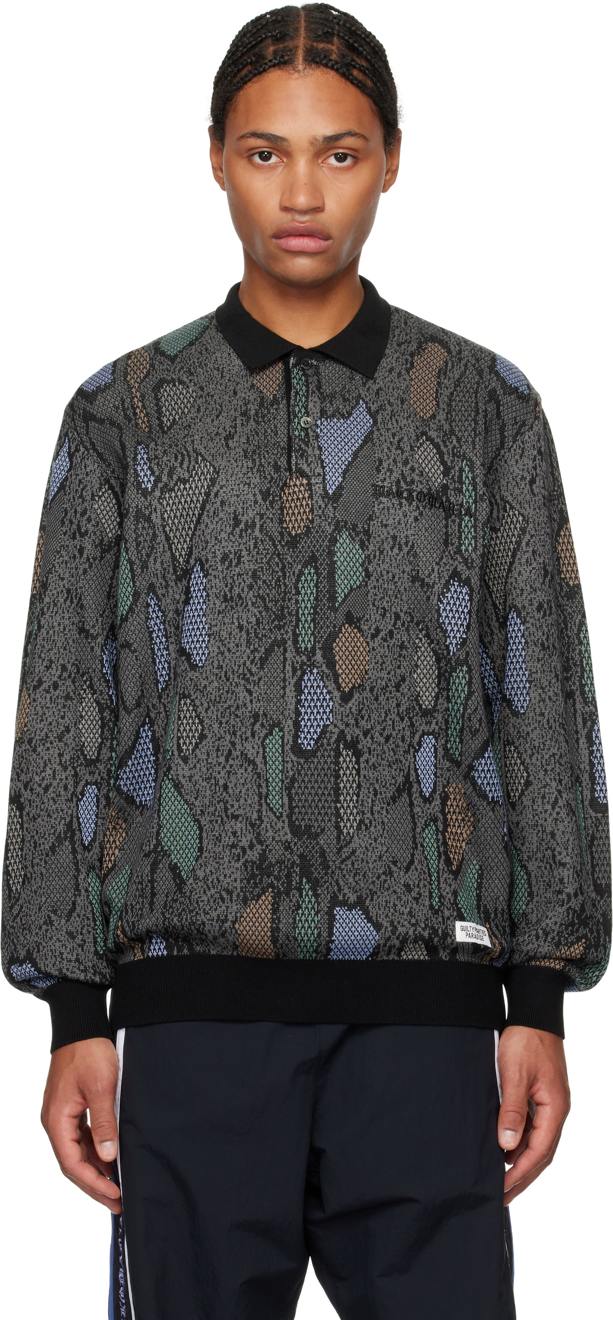 WACKO MARIA PYTHON KNIT POLO SHIRT