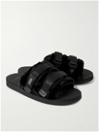 Suicoke - Moto Webbing and Shell-Trimmed Faux Fur Slides - Black