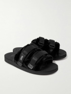 Suicoke - Moto Webbing and Shell-Trimmed Faux Fur Slides - Black