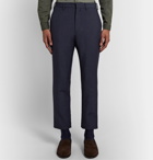 Caruso - Navy Slim-Fit Cropped Wool and Mohair-Blend Trousers - Blue
