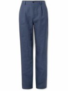 De Bonne Facture - Straight-Leg Pleated Linen Suit Trousers - Blue