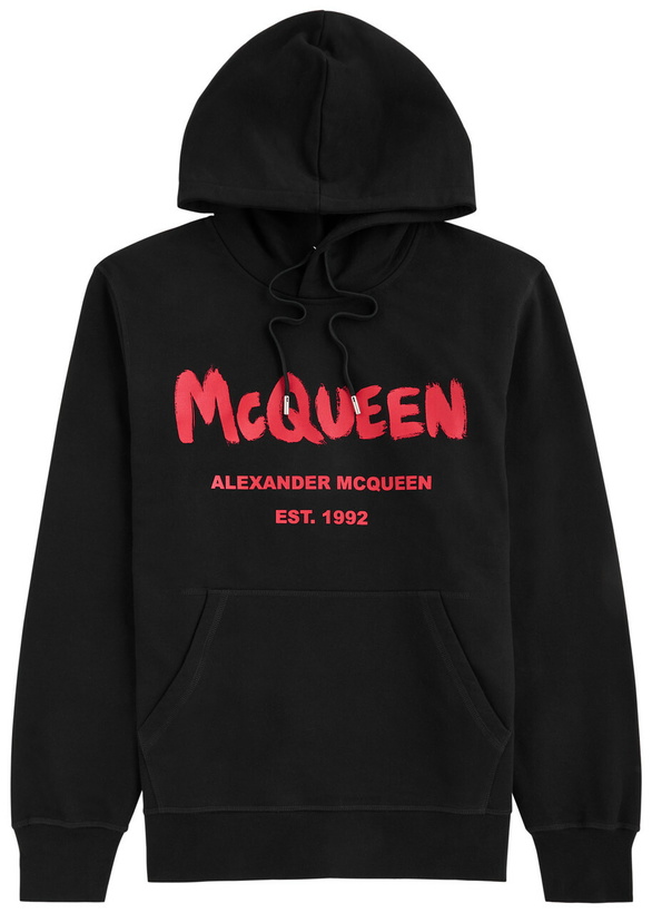 Photo: Alexander Mcqueen Logo Hooded Cotton Sweatshirt Black