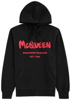 Alexander Mcqueen Logo Hooded Cotton Sweatshirt Black