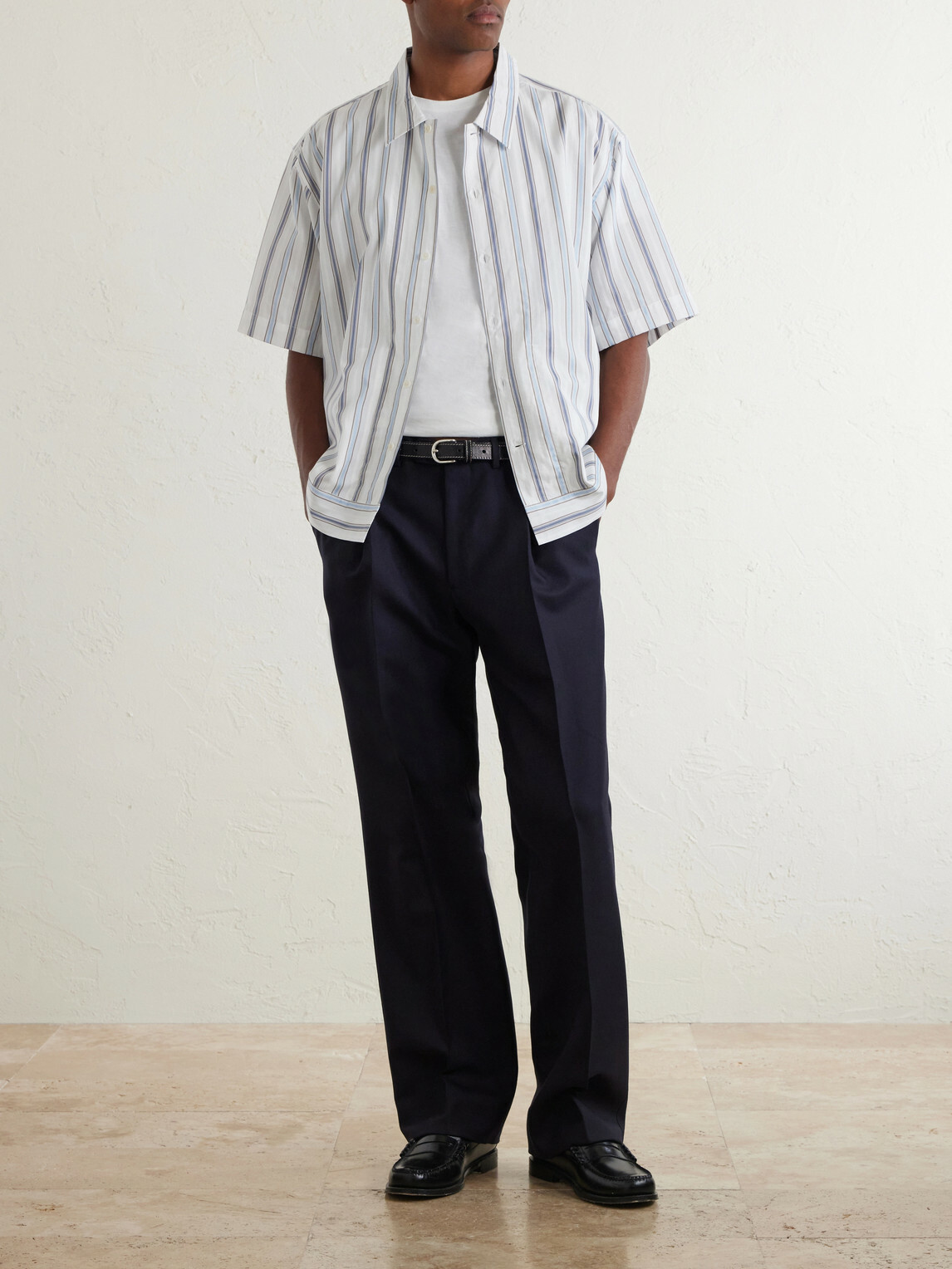 NN07 - Striped Cotton-Poplin Shirt - Blue