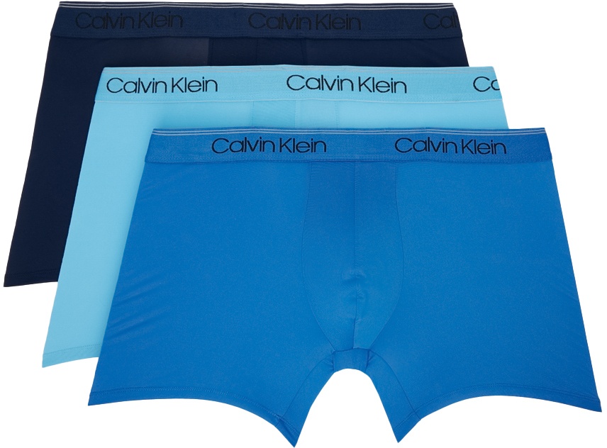 Photo: Calvin Klein Underwear Three-Pack Blue Boxer Briefs