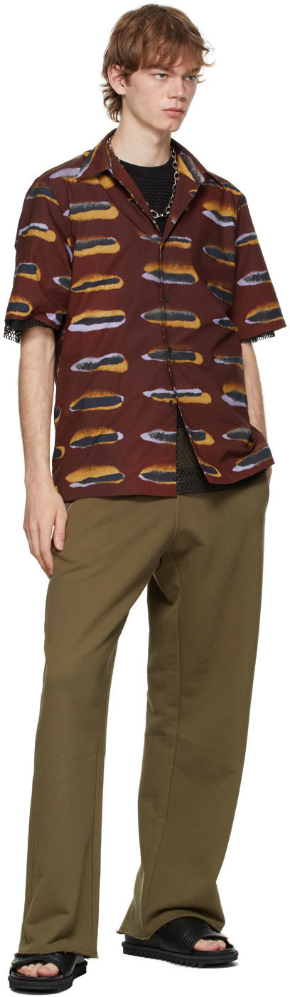 Dries Van Noten Burgundy Len Lye Edition Poplin Short Sleeve Shirt