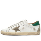 Golden Goose Men's Super-Star Leather Sneakers in White/Ice/Green