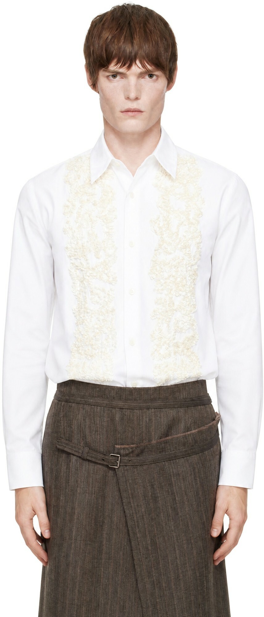 Dries Van Noten White Beaded Poplin Shirt