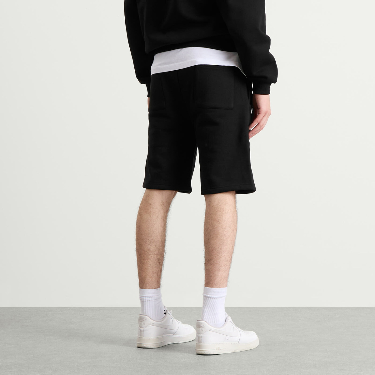 ANNIE HOOD Men's College Sweat Shorts in Black/Black