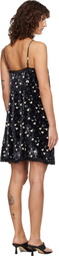 R13 Black Lace Trimmed Slip Midi Dress