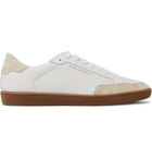 SAINT LAURENT - SL/10 Suede-Trimmed Perforated Leather Sneakers - White