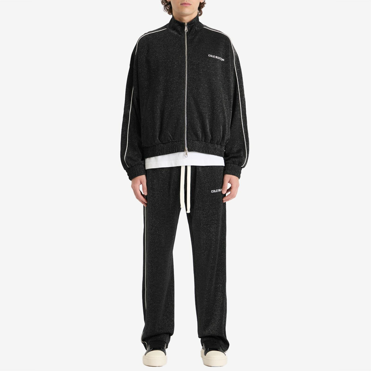 Cole Buxton Men's Glitter Piped Track Jacket in Black
