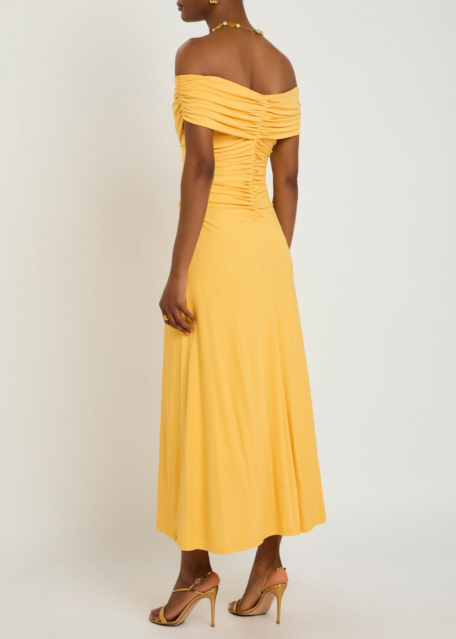 Simkhai Sheyda Draped Stretch-jersey Midi Dress Yellow