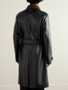 LOEWE - Belted Two-Tone Panelled Leather Coat - Black