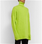 Balenciaga - Oversized Ribbed Logo-Print Cotton Rollneck Sweater - Yellow
