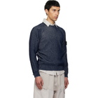 Stone Island Navy 5100033 Plated Rib Cotton Bouclé Sweater