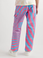 MSFTSrep - Straight-Leg Striped Logo-Print Cotton-Twill Trousers - Multi