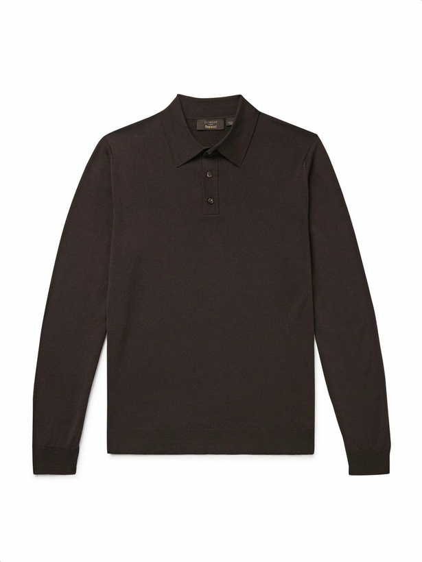 Photo: Incotex - Zanone Slim-Fit Flexwool Polo Shirt - Brown