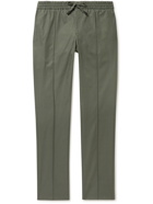 Brioni - Sydney Slim-Fit Tapered Cotton-Gabardine Drawstring Trousers - Green
