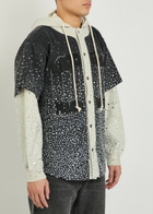 Satoshi Nakamoto Crystal-embellished Cotton Jacket Black Grey
