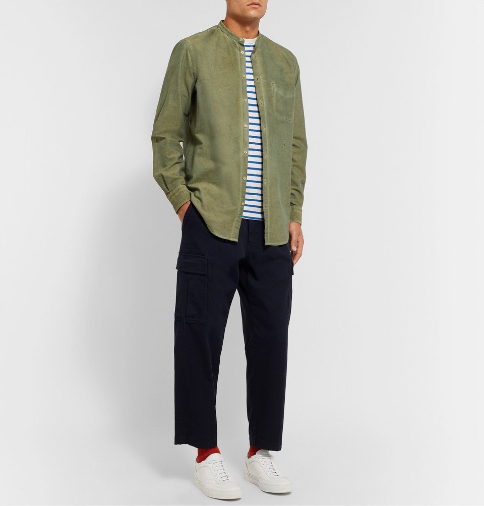 Officine Generale - Striped Cotton and Linen-Blend T-shirt - White