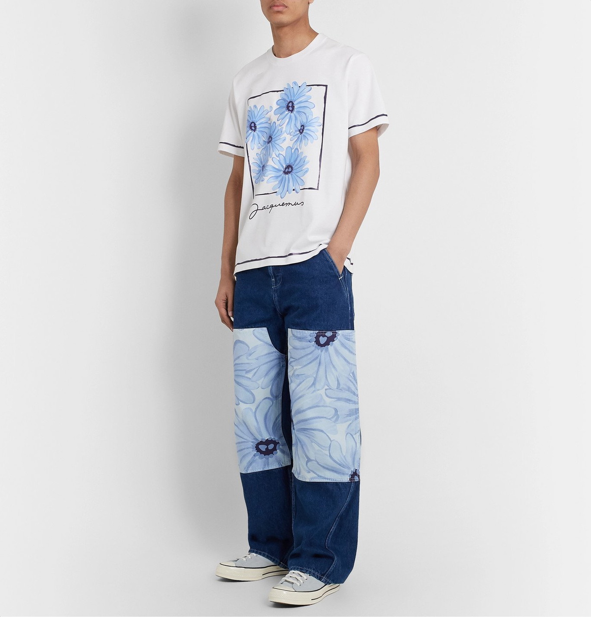 Jacquemus - Le De Nîmes Fleurs Wide-Leg Panelled Denim Jeans