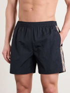 Burberry - Straight-Leg Striped Jacquard-Trimmed Shell Shorts - Black