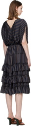 Dries Van Noten Navy Ruffled Midi Dress