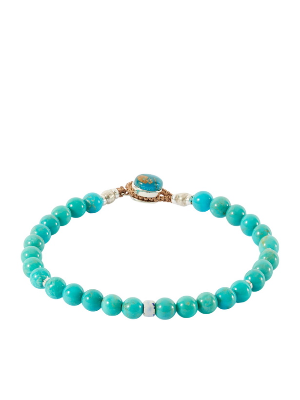 Photo: Mikia - Circle 8 Sterling Silver, Turquoise and Shell Beaded Bracelet - Blue