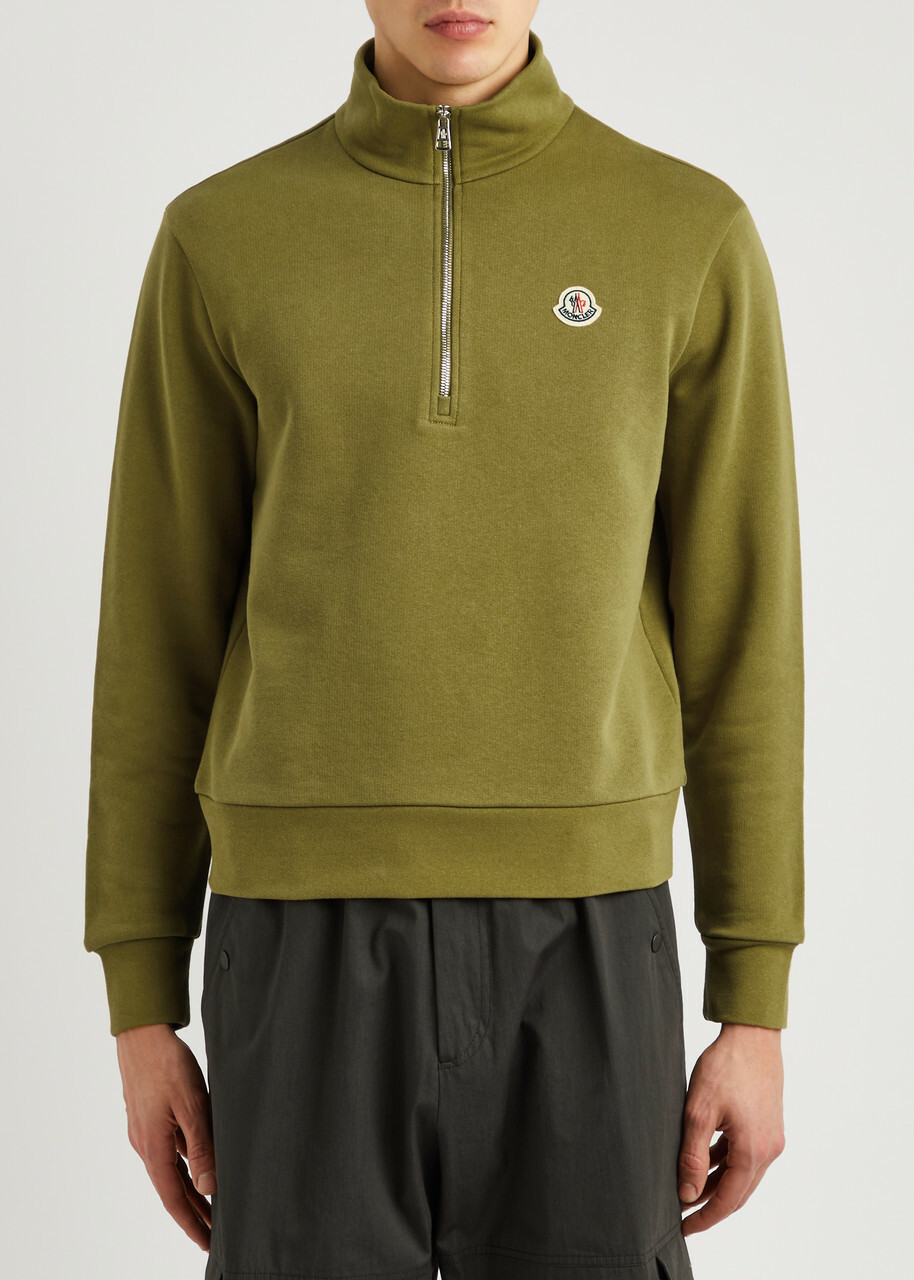 Moncler Half-zip Cotton Sweatshirt Khaki Moncler