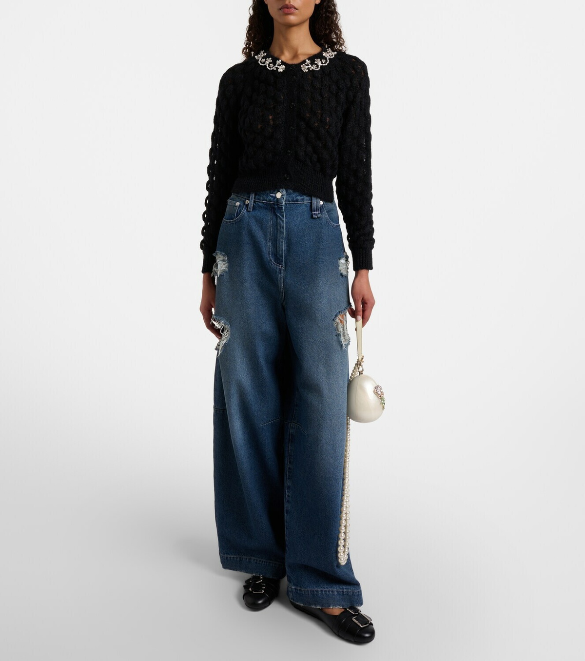 Simone Rocha Embellished mohair-blend cardigan