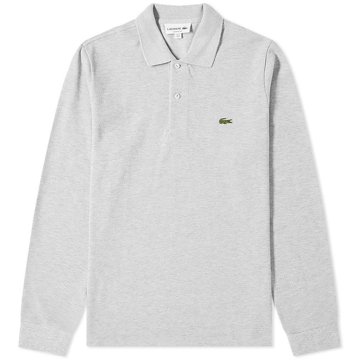 Photo: Lacoste Long Sleeve Marl Pique Polo Silver