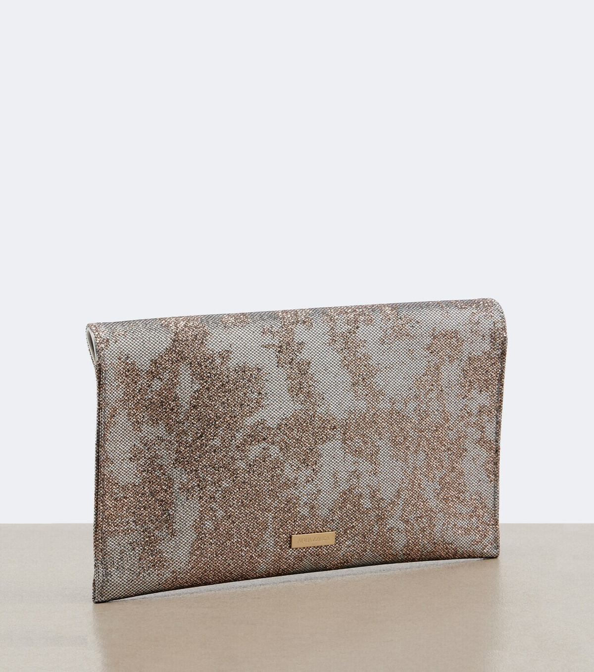 Aquazzura Envelope sequined metallic leather clutch