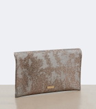 Aquazzura Envelope sequined metallic leather clutch