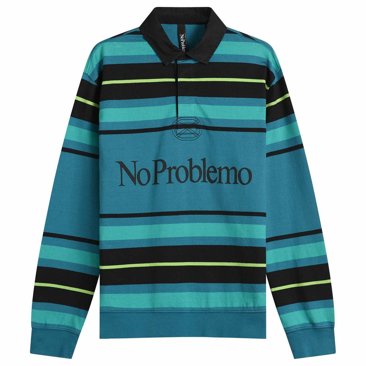 No Problemo Men's Striped Rugby Shirt in Aqua
