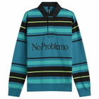 No Problemo Men's Striped Rugby Shirt in Aqua