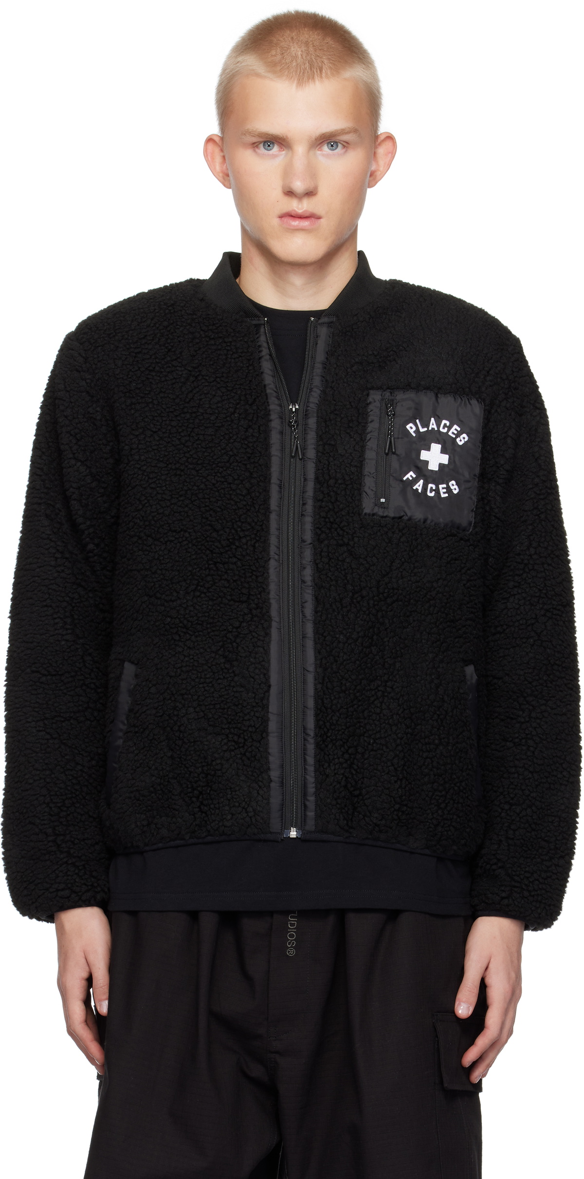 PLACES+FACES Black 'P+F' Sherpa Jacket