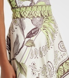 Tory Burch Printed silk satin midi skirt