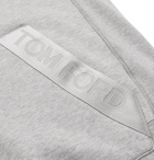 TOM FORD - Oversized Logo-Trimmed Garment-Dyed Fleece-Back Cotton-Jersey Hoodie - Men - Gray