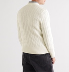 AMI - Slim-Fit Logo-Appliquéd Cable-Knit Cotton and Merino Wool-Blend Sweater - Neutrals