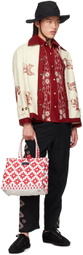 HARAGO Off-White & Burgundy Beaded Jacket
