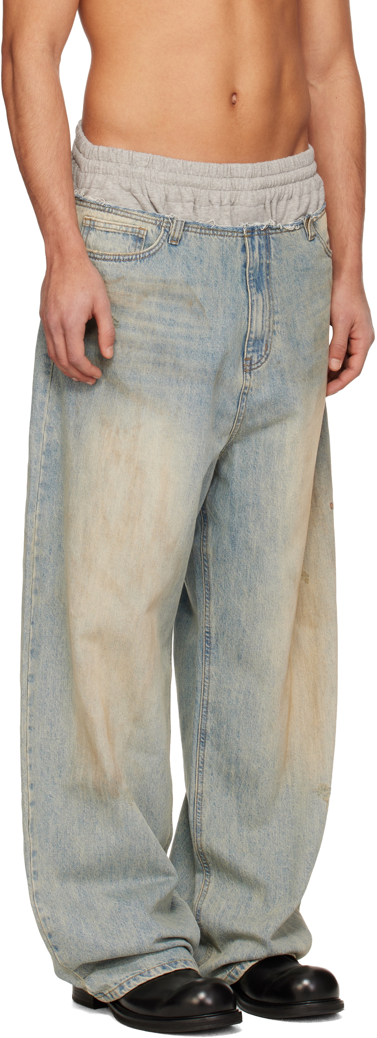 We11done Blue Layered Jeans