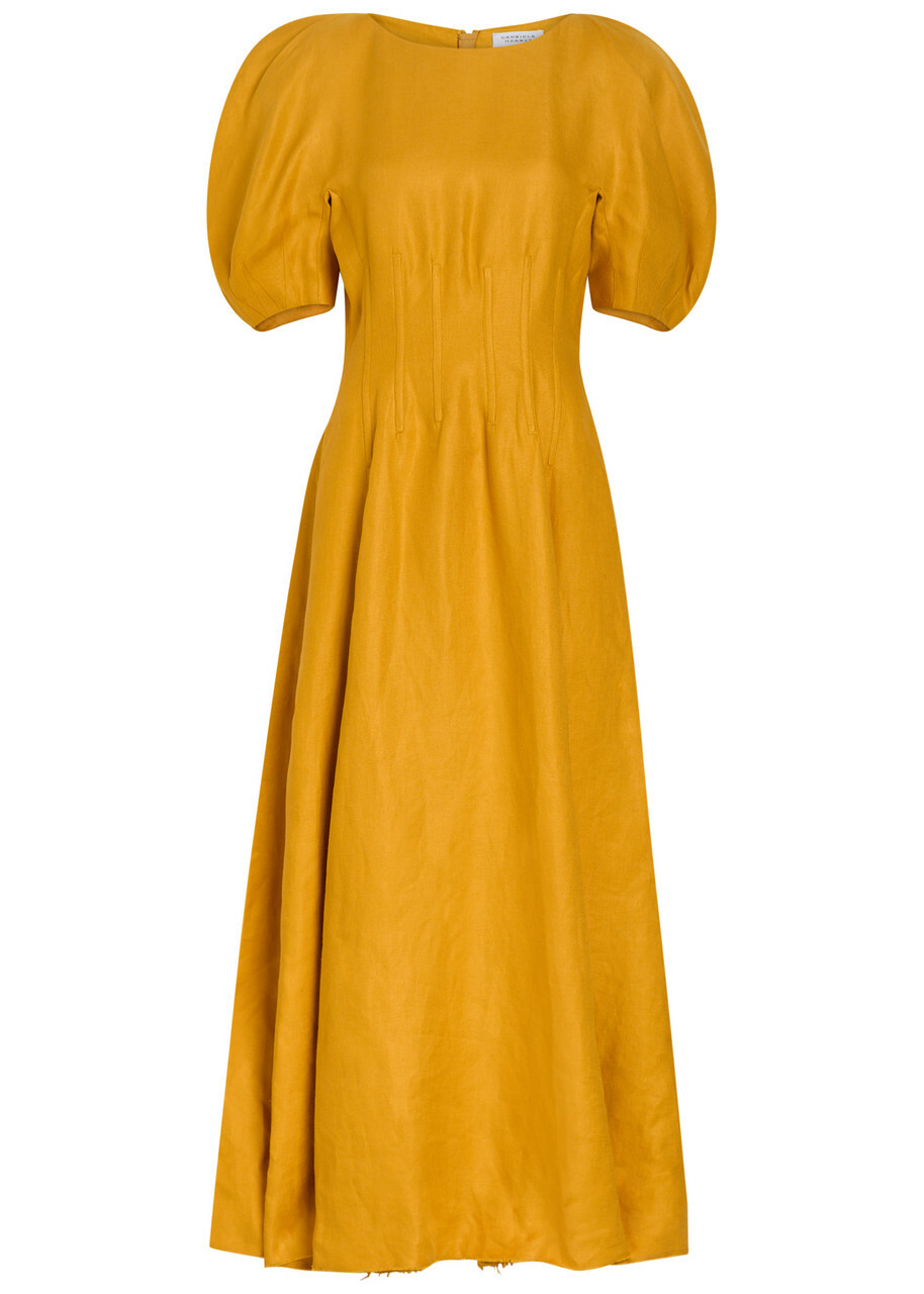 Gabriela Hearst Ranya Linen Maxi Dress Yellow